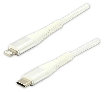 Immagine prodotto di Cavo USB Logo (2.0) USB C maschio - Apple Lightning maschio 2m bianco MFi, nylon 5V/3A