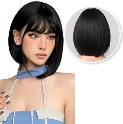 Immagine prodotto di Parrucca nera da donna - Parrucche da donna Sassy Goods - Include retina per capelli - 35 cm