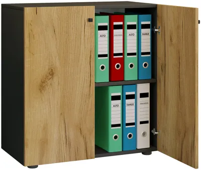 Immagine prodotto di Armadio da ufficio con 2 scomparti | mobile moderno con porte girevoli | Dimensioni ca. B. 70 x H. 74 x D. 40 cm - Scomparto Lona 2
