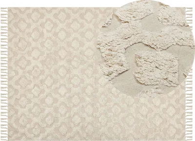 Obrázek produktu pro BELIANI Koberec béžový bavlna 160 x 230 cm minimalistický všívaný geometrický vzor obývací pokoj ložnice