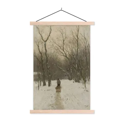 Produktbild von MuchoWow® Textilposter Winter in den Wäldern von Scheveningen - Gemälde von Anton Mauve 60x90 cm mit holzfarbenen Rahmen - Textil