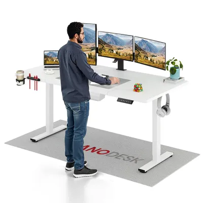 Produktbild von SANODESK QS1 Höhenverstellbarer Schreibtisch 180x80cm elektrisch 4 Memory-Funktion Antikollisionsschutz 70 kg Tragkraft Haken Kabelmanagement (Weiß)