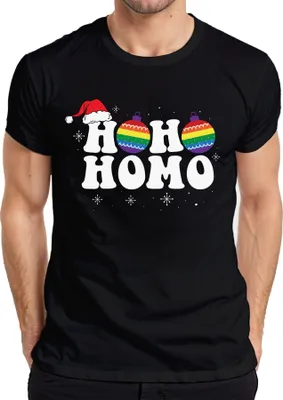 Produktbild von Ho Ho Homo LGBTQ Weihnachtsoutfit - Weihnachten Weihnachtsgeschenk Christmas Herren T-Shirt, Schwarz, XXL