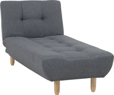 Produktbild von BELIANI Chaiselongue Universal Dunkelgrau Stoffbezug Gesteppt mit Schlaffunktion Verstellbare Rückenlehne Holzfüße Retro-Design Wohnzimmer Ausstattung