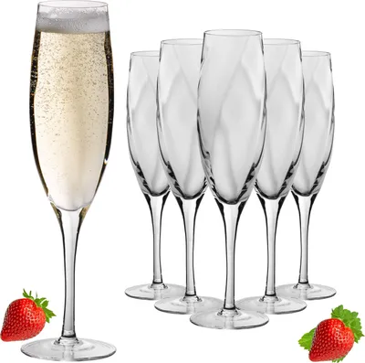 Produktbild von IMPERIAL gemusterte Sektkelche 170ml Set 6-Teilig Sektgläser "Glamour" Champagnergläser aus Crystalline Glas Handmade