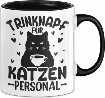 Produktbild von Katzenbesitzerin Tasse Geschenk Katze Trinknapf Für Katzen-Personal Kaffee-Becher (Schwarz)