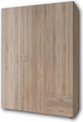 Produktbild von 58-123-66 Kleiderschrank. Jugendzimmerschrank Stauraumschrank Eiche SägerauNachbildung Base 3türig