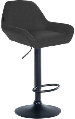 Produktbild von CLP Barhocker höhenverstellbar Braga, Thekenhocker Stoffbezug mit Rückenlehne | Farbe dunkelgrau Gestell Farbe schwarz