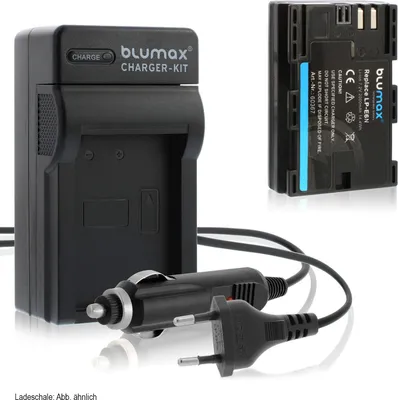 Produktbild von 1x Akku + Lader für Canon LP-E6N  EOS 70D  7D 6D R7 R6 Mark II 2000 mAh 7,2V