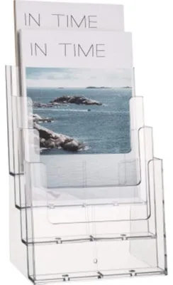 Image de Porte-brochures de table - Porte-documents - 4 compartiments - Format A5 portrait - Fixation murale possible