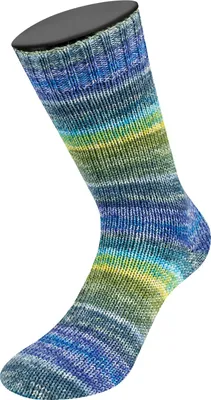 Produktbild von Lana Grossa - Meilenweit 6-fach 150g Cosima 9714 gelbgrün petrolgrün graugrün azur nachtblau graublau stahlblau grau royal himmelblau weiß