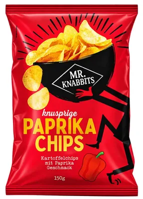 Produktbild von Mr. Knabbits Knusprige Paprika Chips 150g