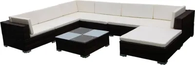 Obrázek produktu pro vidaXL 8dílná zahradní lounge souprava s polštáři Poly ratan hnědá