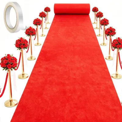 Roter Teppichläufer 1x5 m, rutschfest, mit Klebeband, für Events