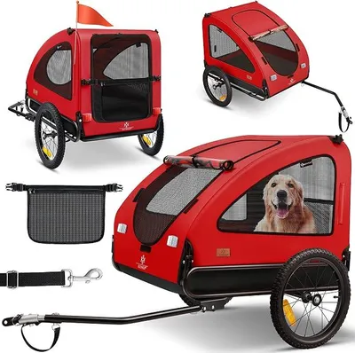 Produktbild von Hundeanhänger Boxer 2-in-1 Hundebuggy Fahrradanhänger groß ca. 250L Volumen - Inkl. Fahne und Tasche - 600D Oxford Canvas, Klappbar SmartSpace Concept, max. 45kg