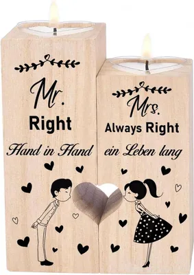 Produktbild von Doppelseitig Bedruckter Hochzeitsgeschenk Kerzenständer Mr und Mrs