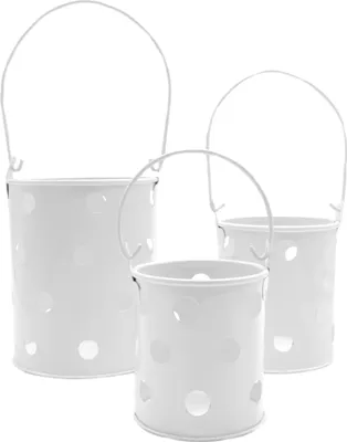 Produktbild von Metall Laternen weiß mit Henkel 3er Set