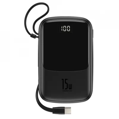 Produktbild von Baseus Qpow, 10000 mAh, Lithium Polymer (LiPo), 3,7 V, 15 W, Schwarz