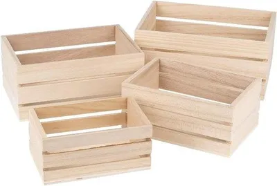 Produktbild von Holz Herz Kisten - Rechteckig - Verschiedene Größen - 4 Stück Holzkästchen