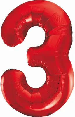 Produktbild von XL Folienballon Zahl 3 rot 85 cm