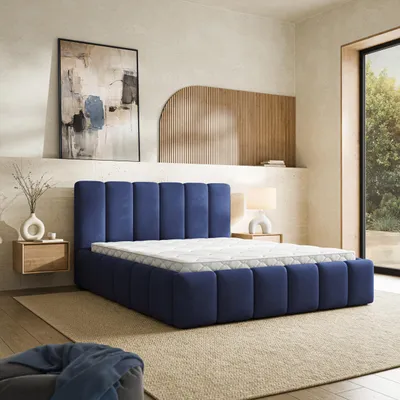 Produktbild von Masseno Polsterbett RANIS 180x200 cm, Polsterbett mit Bettkästen -Blau, MAGIC VELVET 2216