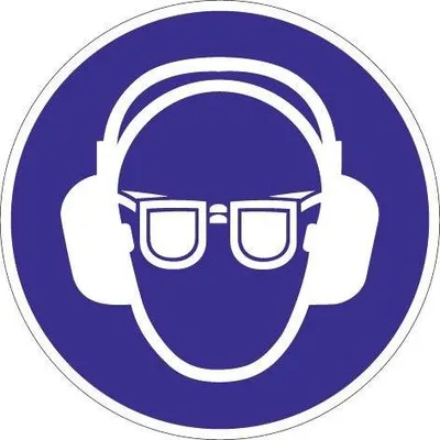 Produktbild von Schild Gehör-Augenschutz benutzen D.200mm Ku. blau/weiß praxisbewährt