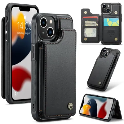 Produktbild von iPhone 13 Hülle aus Leder mit Kartenfach und Ständerfunktion