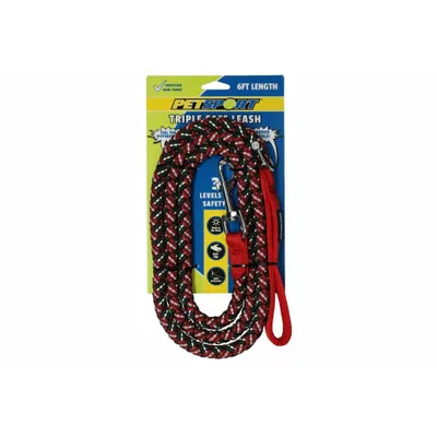 Zdjęcie produktu dla Smycz Petsport Triple Safe Leash Rot 1,8 m