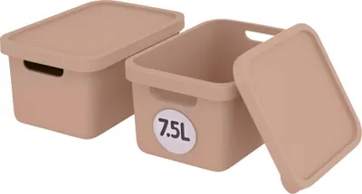 Produktbild von Plastard Boxen 7,5 L, 2er-Set, stapelbar, BPA-frei, Pink, mit Deckel