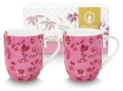 Produktbild von Pip Studio Henkelbecher-Set Jolie Flowers Pink (Klein) (2-teilig)