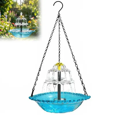 Produktbild von Solarbetriebener hängender Vogelbad-Brunnen, 3-stufig, mit Solarpumpe , großer Kolibri-Brunnen, für Garten, Terrasse, Rasen, Hinterhof