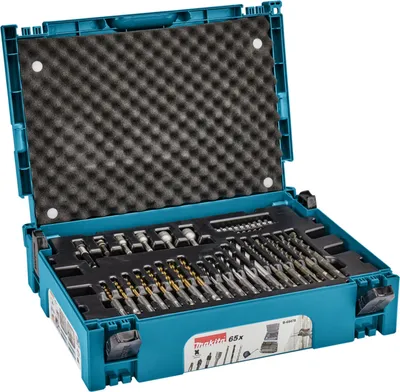 An open toolbox containing a set of drill bits and accessories.