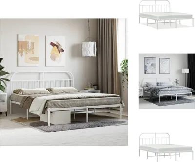 Produktbild von vidaXL Bettgestell mit Kopfteil Metall Weiß 180x200 cm - Betten & Bettgestelle