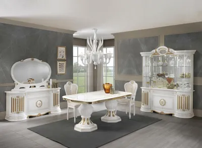Produktbild von klassischer esstisch tisch wohnzimmer italienischer tische stil möbel weiss gold