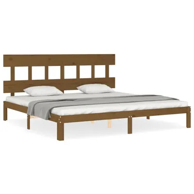 Produktbild von vidaXL Massivholzbett mit Kopfteil Honigbraun 200x200 cm