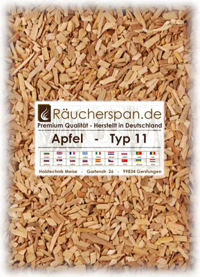 Produktbild von Räucherraspel von räucherspan.de - jetzt auch bei Kaufland - für Rauch-/Kaltrauchgenerator - Apfel Typ 11, 1kg