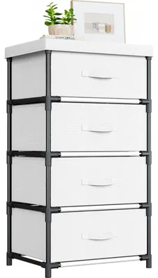 Immagine prodotto di Cassettiera tessuto - Quattro cassetti - 85 x 44 x 34 cm - Bianco