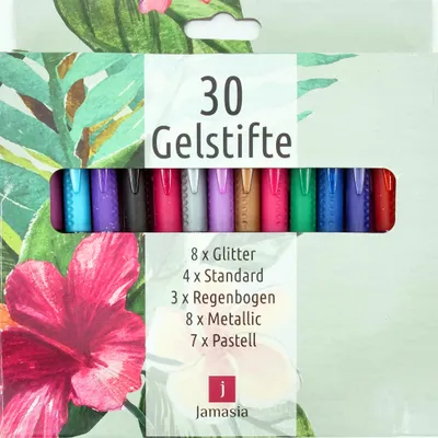 Produktbild von Jamasia Gelschreiber 5 verschiedene Sorten Kunststoff mehrfarbig ca. 10,0 x 6,5 x 2,5 cm 999201