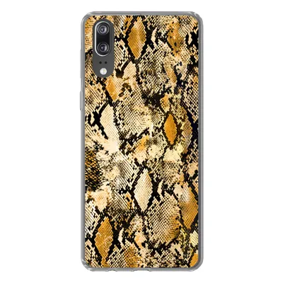 Produktbild von MuchoWow® Handyhülle Schutzhülle Hülle für Huawei P20 Tiermuster - Schlange - Gold - Schwarz Silikon Softcase Handy Hülle - Hardcover