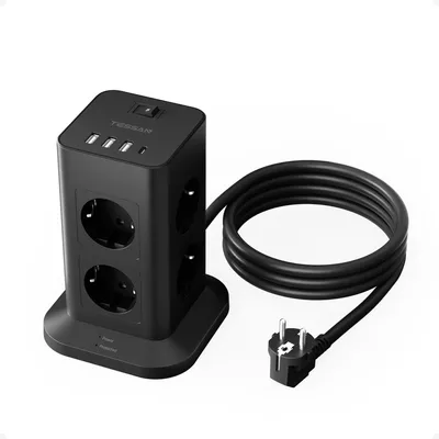 Produktbild von TESSAN 8 Fach Mehrfachsteckdose mit 1 USB C 3 USB A Verlängerungskabel 2M für Zuhause 3600W
