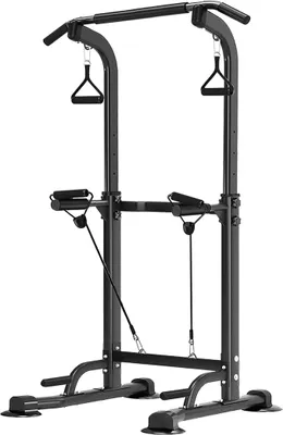 Produktbild von Power Tower Dip Station, Multifunktional Fitness Turm klimmzugstange freistehend, Verstellbare Dipständer klimzuggerät …