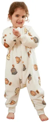 Produktbild von Schlafsack mit Füßen für Babys - Winter-Flanell-Jumpsuit für 0-6 Jahre