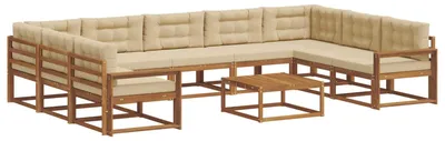 Produktbild von vidaXL Outdoor-Sofagarnitur mit Kissen 10 pcs Natur und Beige