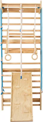 Produktbild von Swedish Ladder Wall Gym, 8-in-1 15 Levels Solid Wood Indoor Jungle Gym, 220LBS Wall Stall Bars Climbing Playset with Wall Ladder, Slide Board, Pull-Up Bar, Gym Rings, Swing Seat, Rope Ladder