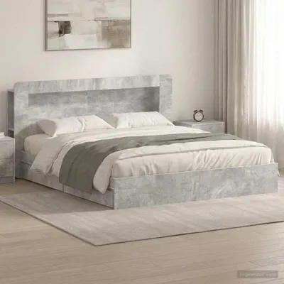 Immagine prodotto di Letto matrimoniale "Exclusive" con contenitore, colore grigio cemento, dimensioni 200 x 200 cm, realizzato in materiale composito di legno