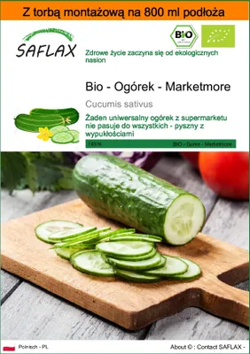 Zdjęcie produktu dla SAFLAX - Garden in the bag - Bio - Ogórek - Marketmore - 20 Nasiona - Z podłożem uprawowym w praktycznej, samorozkładającej się torbie - Cucumis sativus