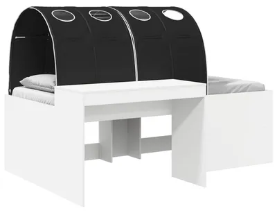Produktbild von Hochbett mit Schreibtisch für Kinder Weiß und Schwarz