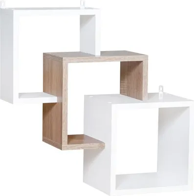 Produktbild von Hängeregal / Wandregal Palpala 10, Farbe: Eiche Sonoma / Weiß - 60 x 60 x 24 cm (H x B x T)