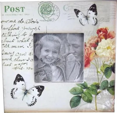 Productafbeelding van Standaard fotolijst met bloemenmotief en vlinders, 14,5 x 14,5 cm