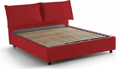 Produktbild von Doppelbett Agnese, Containerbett mit Stoffbespannung, 100%  Italy, Frontöffnung, passend für Matratze 140x190 cm, Rot